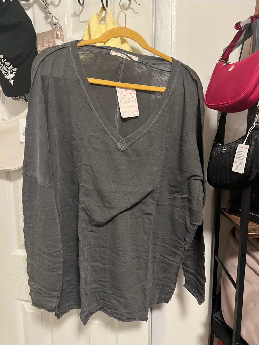 Free people Relaxed V-Neck Long-Sleeve Top in Charcoal - Picture 2 of 2